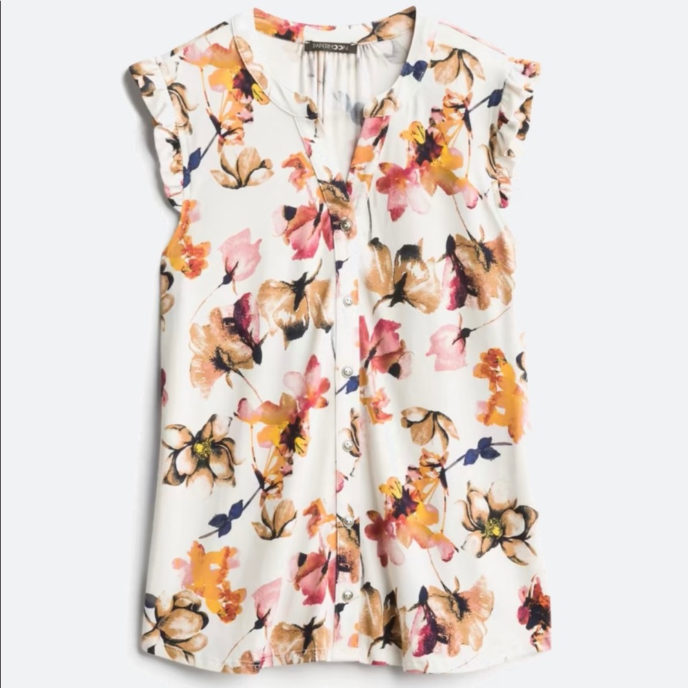 Papermoon - Morgans Ruffle Detail Button Down Knit Top